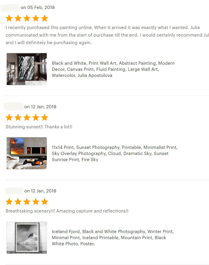 happy customers, happy clients, art, julia apostolova, reviews, paintings, prints, photography, artist