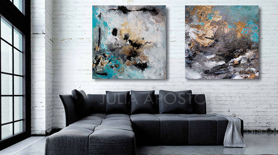 Abstract Painting Blush Pink Turquoise Teal Large Canvas Wall Art for  Modern or Boho Wall Decor