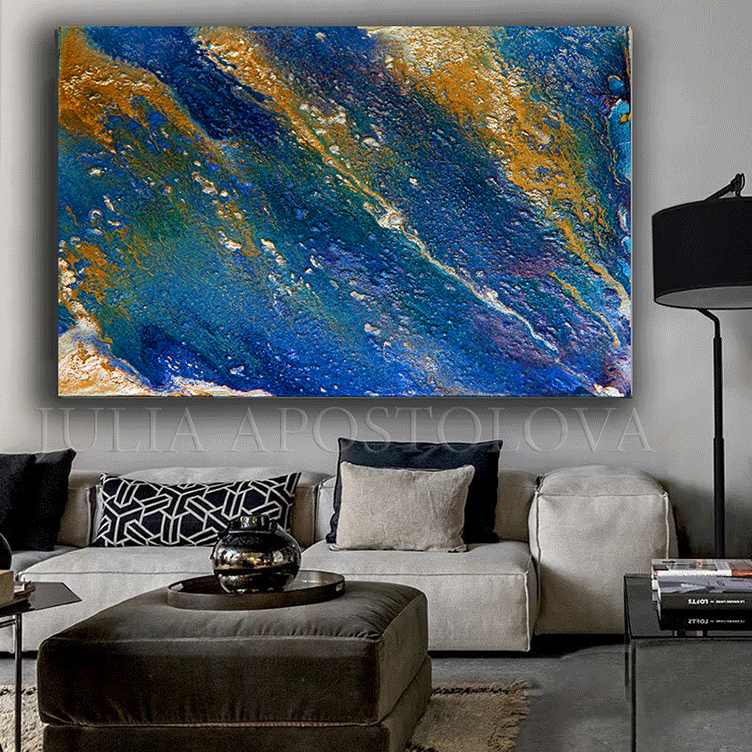 blue abstract art paintings