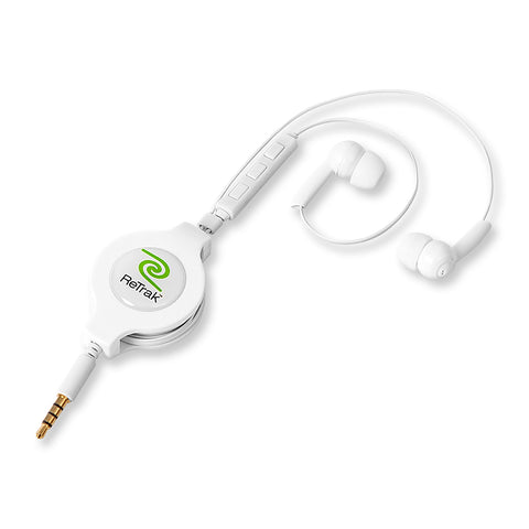 Earbuds with Mic | Retractable Cable | In-Line Microphone & iPhone Controls