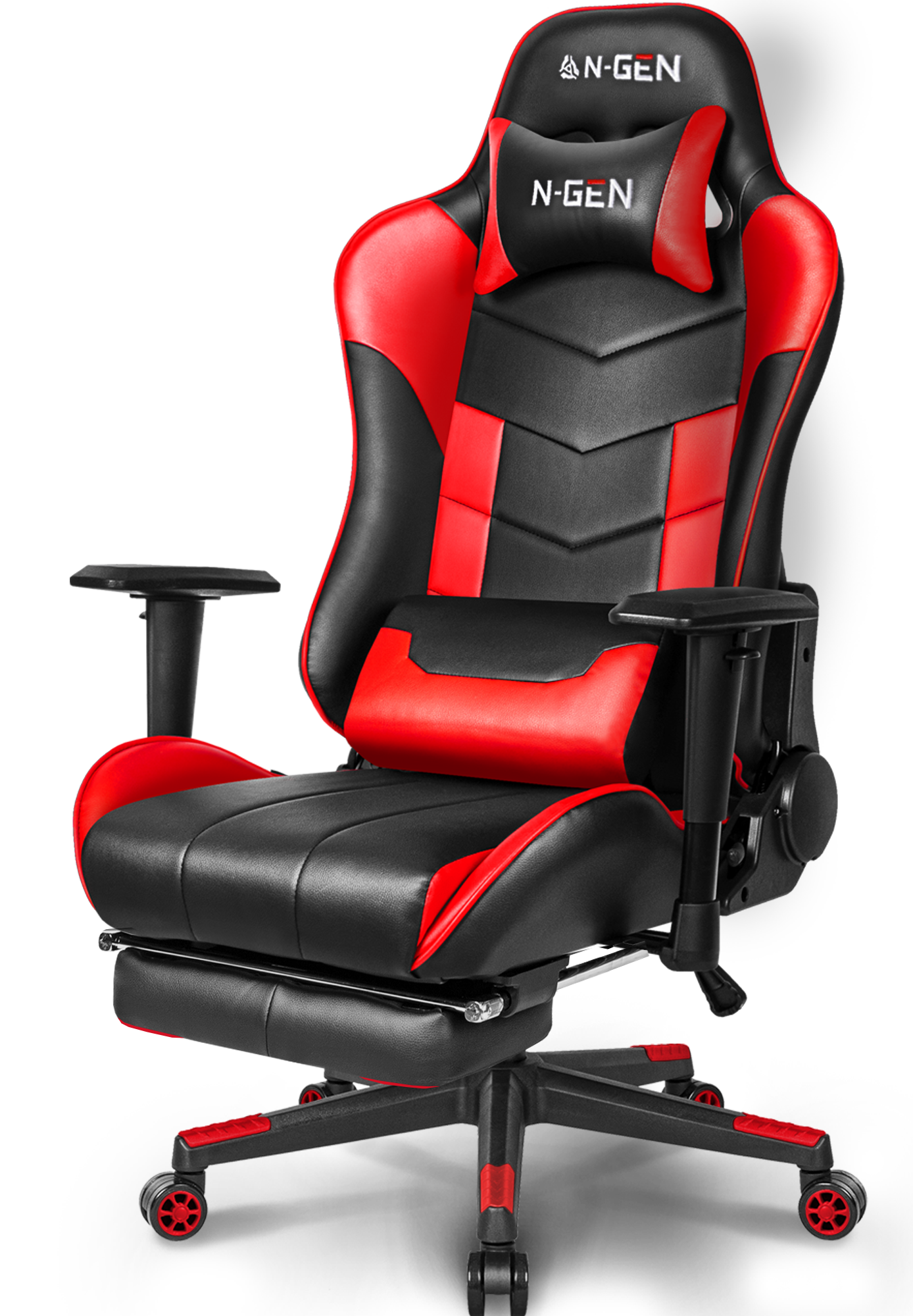 N-gen Video Gaming Computer Chair with Footrest High Back Adjustable Ergonomic Comfortable PU Leather Recliner, Black