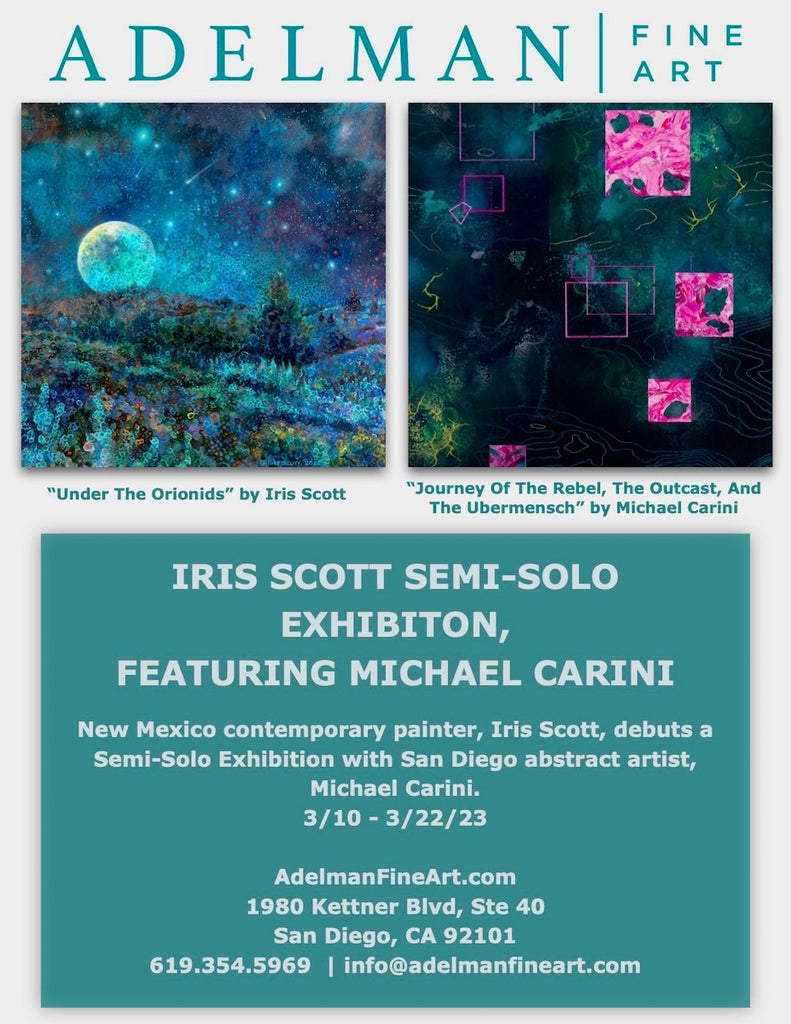 Michael Carini and Iris Scott art exhibition at Adelman Fine Art Gallery in San Diego, California