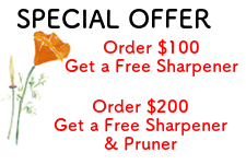 Order $100 Get a Free Sharpener, Order $200 Get a Free Sharpener & Pruner