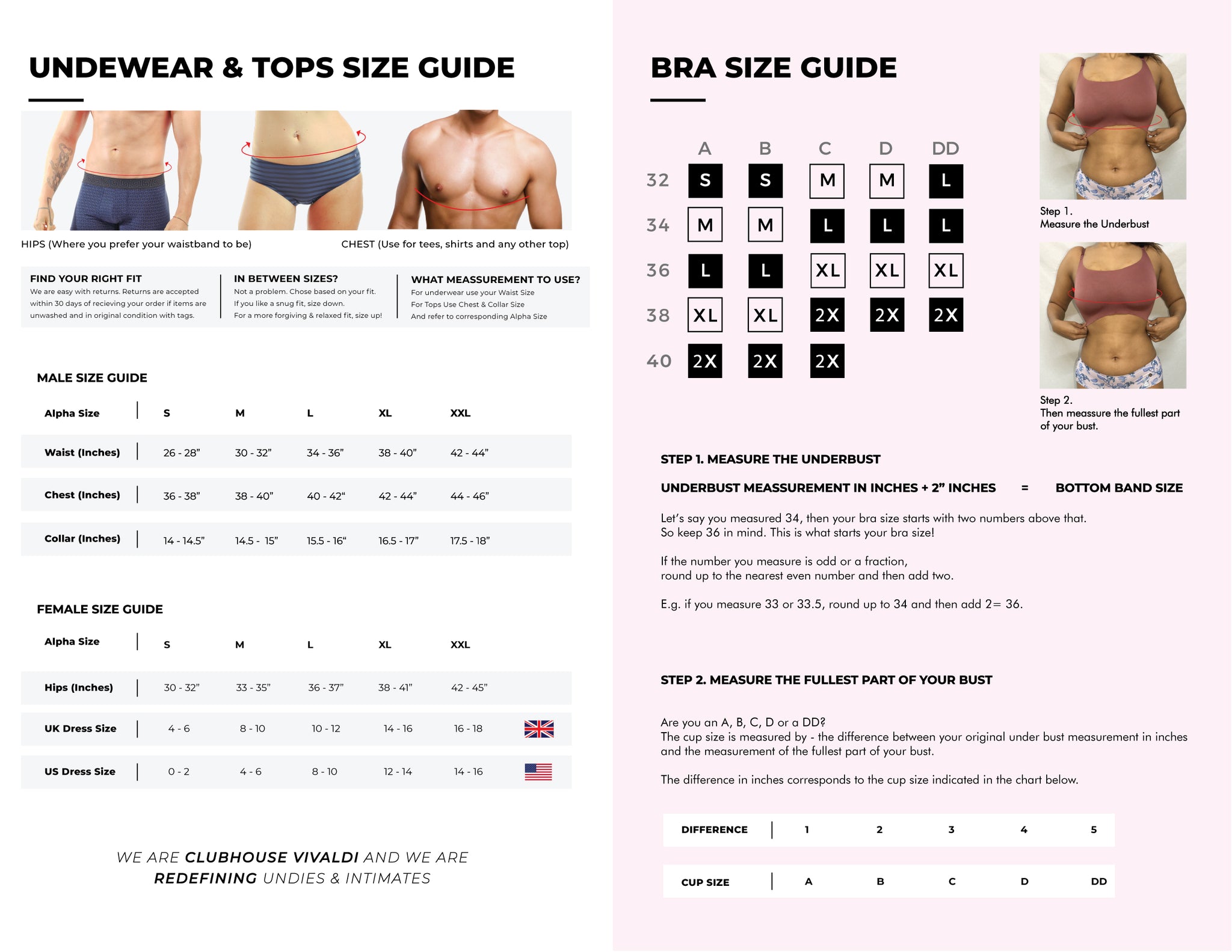 Measure your underwear and bra size! 
