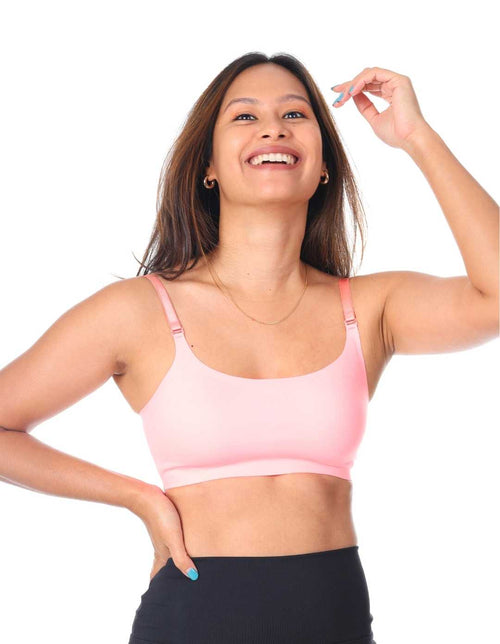 Neon Pink - Scoop Neck Adjustable Strap Bra