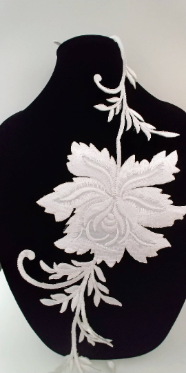 Extra Large White Off Floral Patch Iron On Heat Transfer Embroidery Ap Gifts With Love And Art