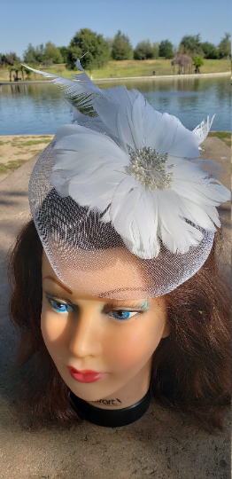 white wedding fascinator