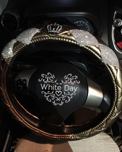 Bling Steering Wheel Cover White Bling Crystal Car Accessories Silver Rhinestone Crown Charm Cute Black Steering Wheel Cover