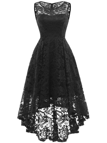 LaceShe Women's Lace Sleeveless Hi-Lo Cocktail Formal Swing Dress