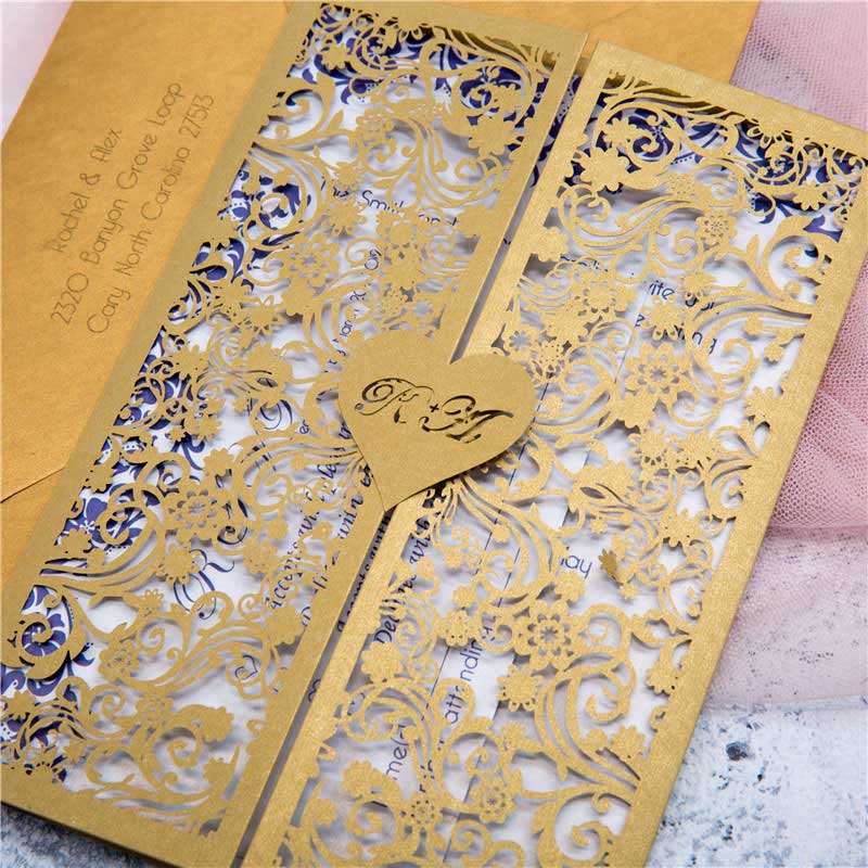 personalised gold laser-cut invitation