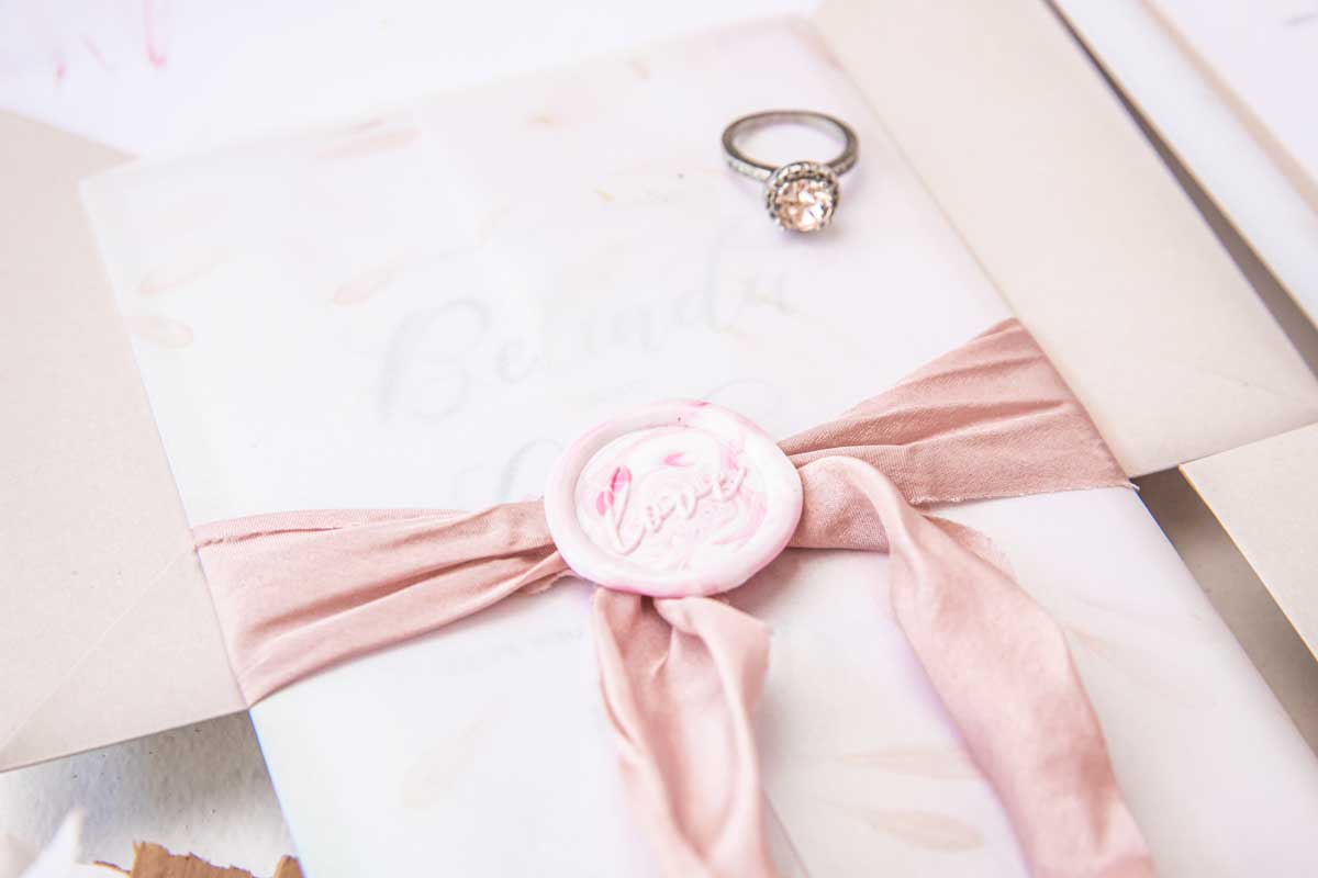 wax seal with silk ribbon