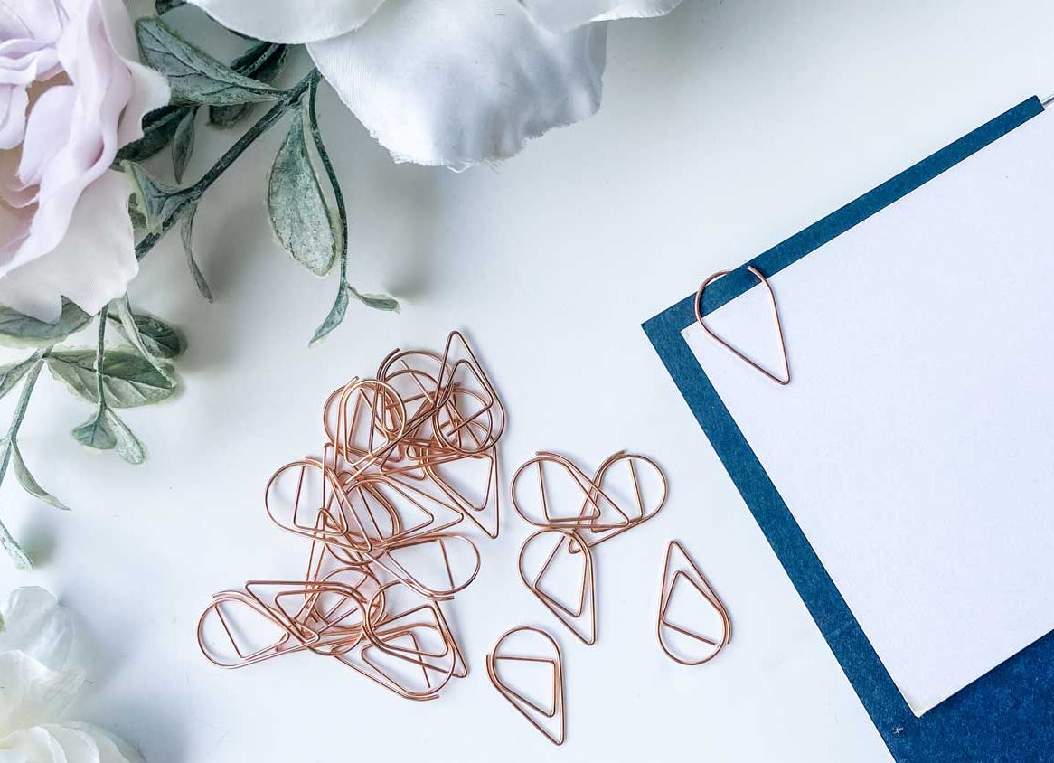 rose gold teardrop paperclips
