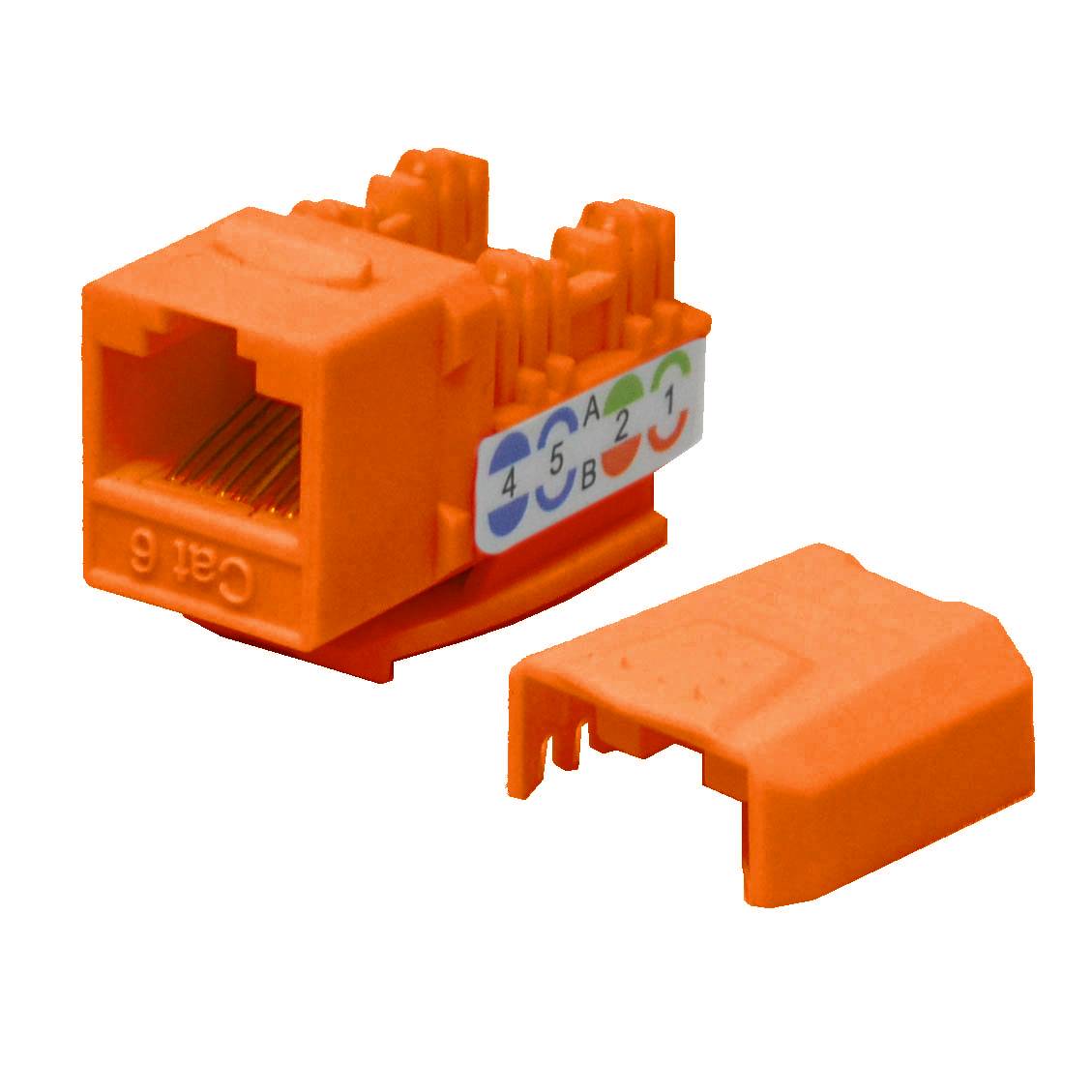 Cat6 Keystone Ethernet Network Jack Punch Down 45 Degree Orange 110 8P8C RJ45