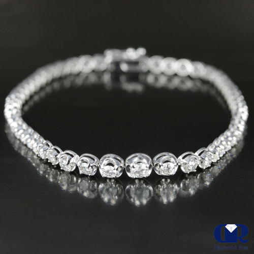 Women's 2.49 Carat Round Cut Diamond Tennis Bracelet In 14K White Gold