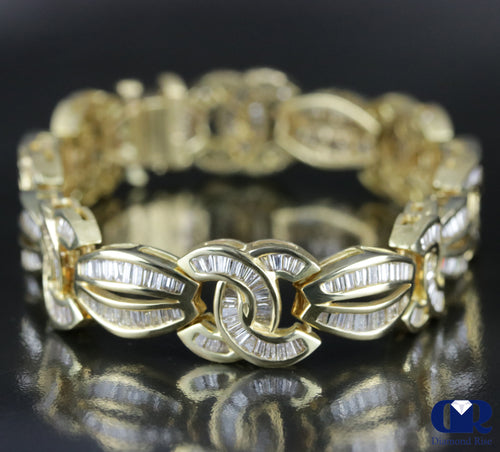 Women's 5.80 Carat Baguette Diamond Bracelet In 14K Yellow Gold