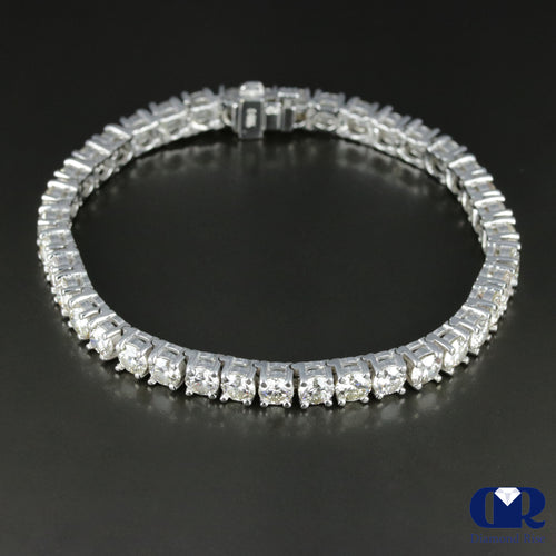 Women's 7.00 Carat Round Cut Diamond Tennis Bracelet In 14K White Gold