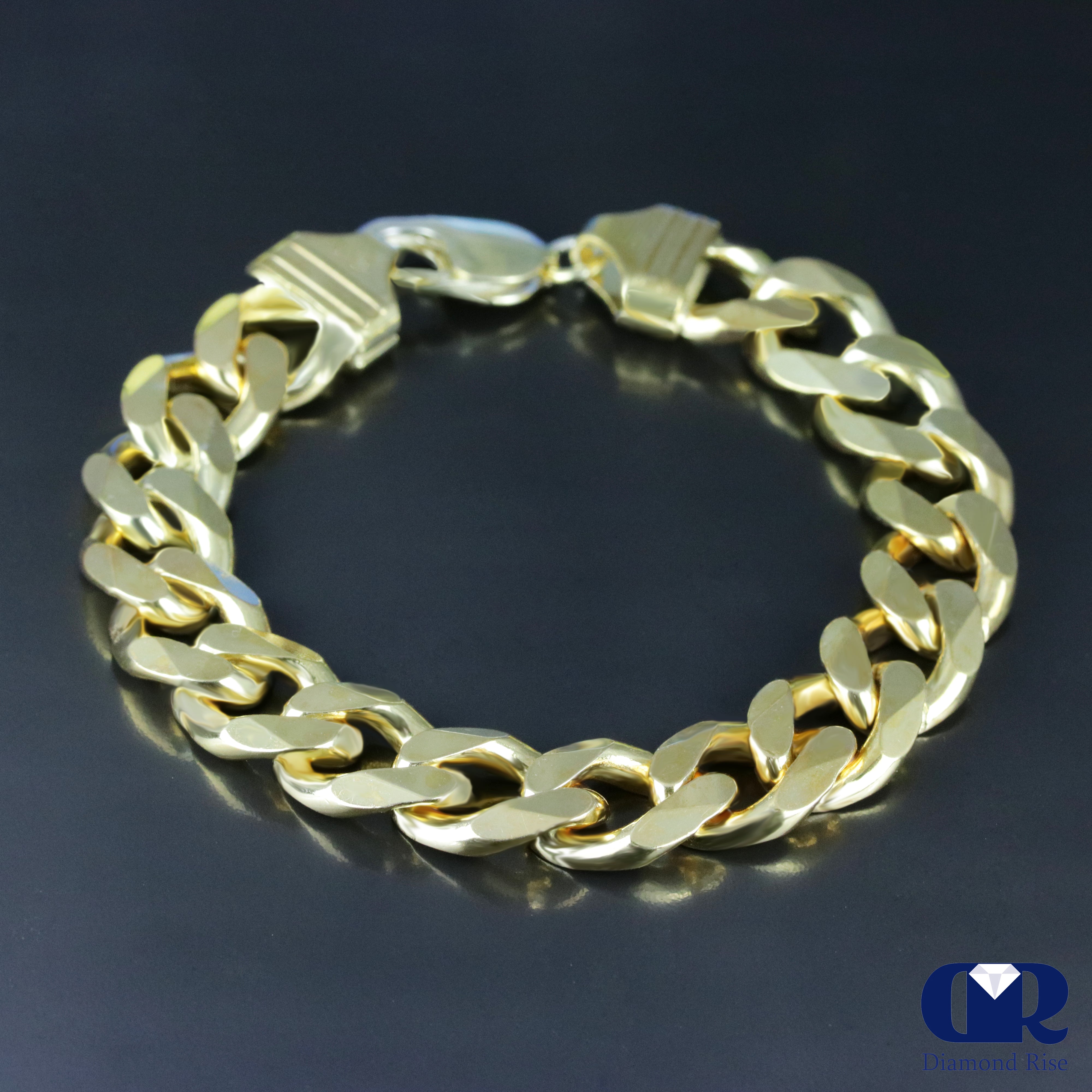 Diamond Cuban Link Bracelet (12mm) in Yellow Gold - 8 Inches - Gold Presidents