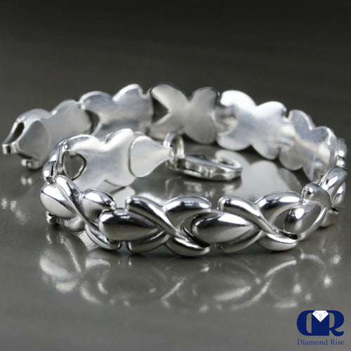 Men's 10K White Gold Unique Twisted Style Chain Link Bracelet