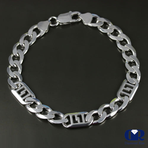 Men's 9.0 mm 14K White Gold Figaro Link Chain bracelet