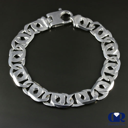 Men's Solid 14K White Gold 10.35 mm Mariner Link Chain Bracelet