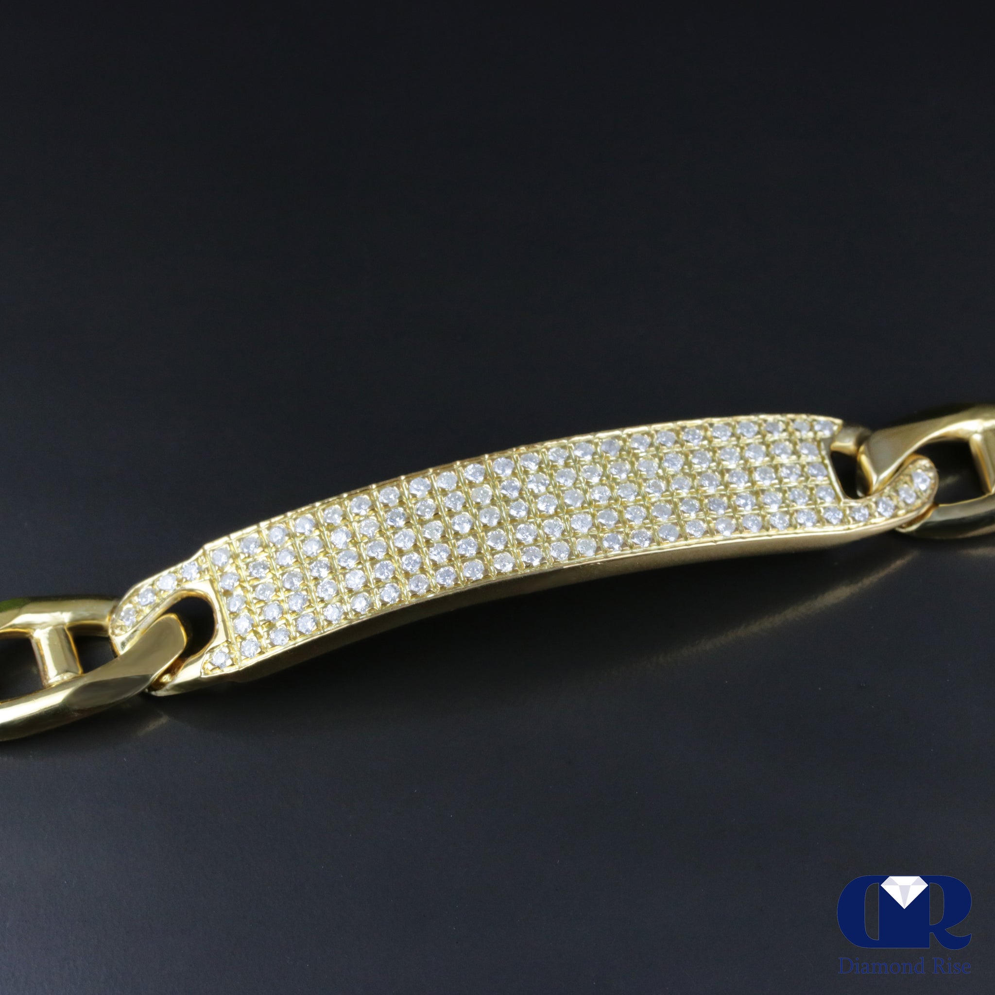 Men's Diamond 14K Yellow Gold ID Bracelet Mariner Link 11 mm - Dia