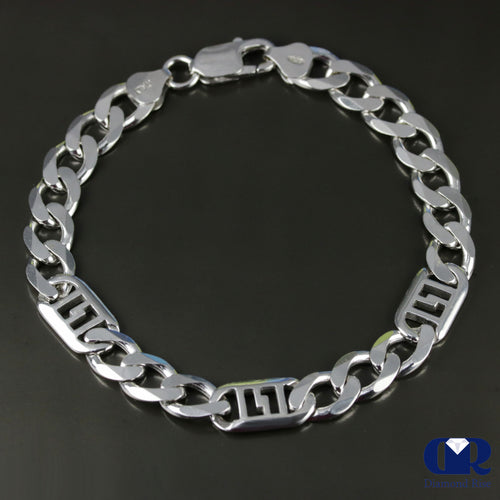 Men's 9.3 mm Sterling Silver Figaro Link Chain bracelet