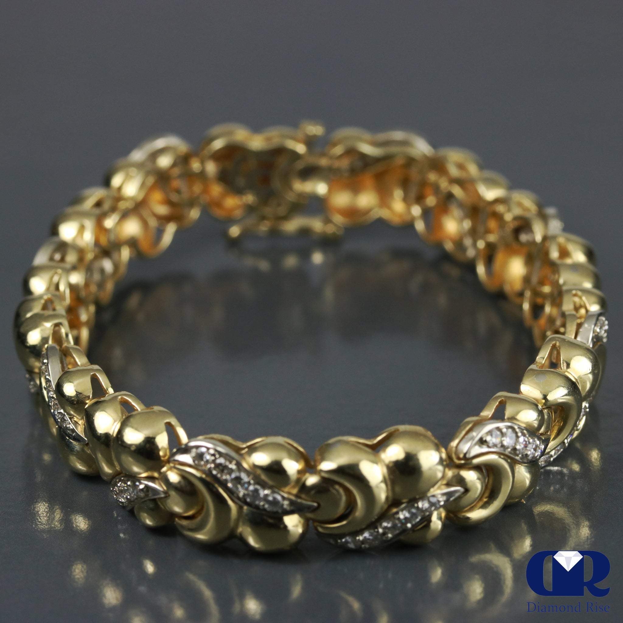 Women's Vintage Diamond Bracelet In 14K White And Yellow Gold - Diamond ...