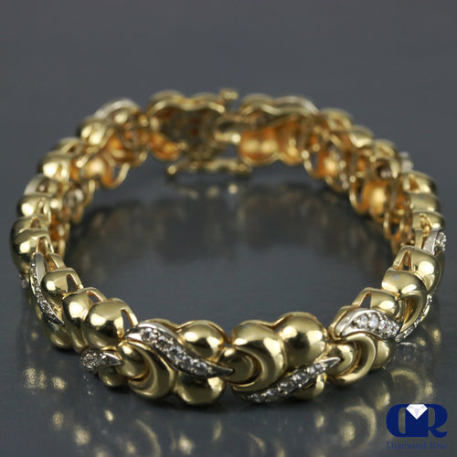 Women's Vintage Diamond Bracelet In 14K White And Yellow Gold