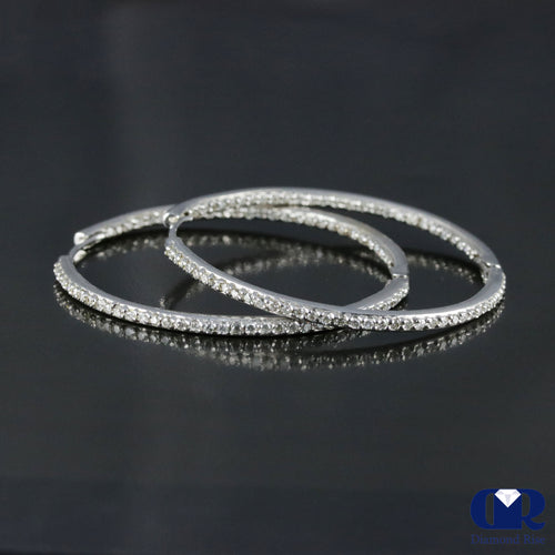 Inside-Outside Diamond Large Hoop Earrings In 14K White Gold