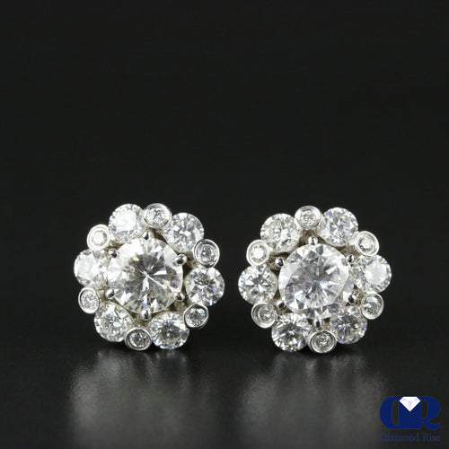 2.20 Carat Diamond Jacket Stud Earrings 18K White Gold With post