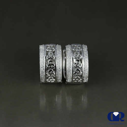 Unique 14K White Gold Huggie Hoop Earrings