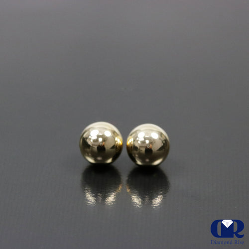 7 mm 14K Gold Ball Stud Earrings With Push Back