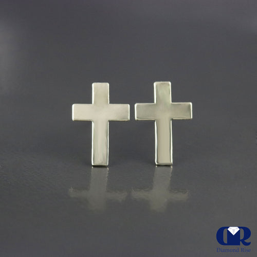 14K Gold Cross Shaped Earrings With Post