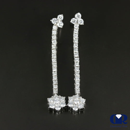 1.26 Carat Round Cut Diamond Drop Dangle Earring With Post In 18K Gold