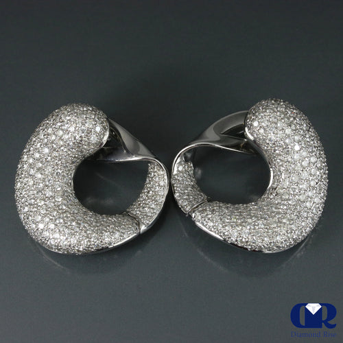 Large 6.00 Carat Round Cut Diamond Earrings In 14K White Gold With Lever Back