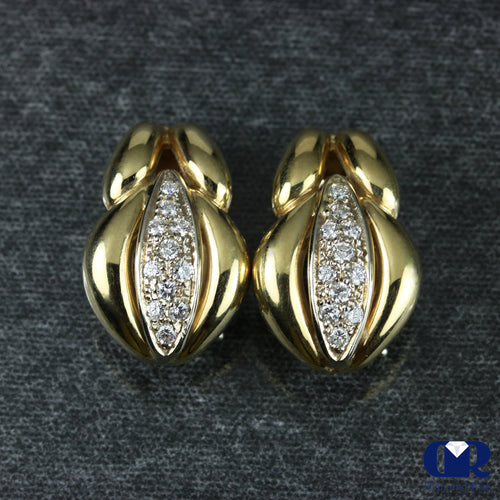 0.75 Ct Diamond Hoop Huggie Earring IN 14K Gold With Omega Back