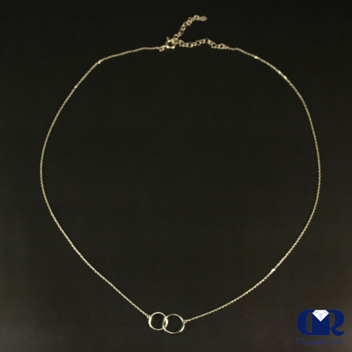 14K Yellow Gold Double Loops Necklace Adjustable Chain 15"-17"