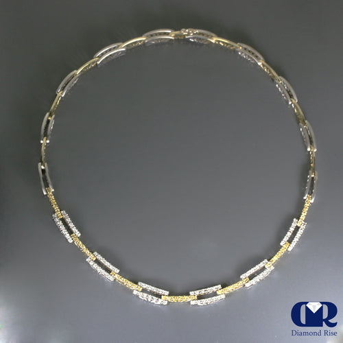 Natural 3.27 Ct Round Cut Diamond Necklace In 14K Gold With 18"
