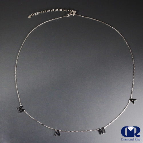14k White Gold "MA MA" Leter Necklace 16" - 18"