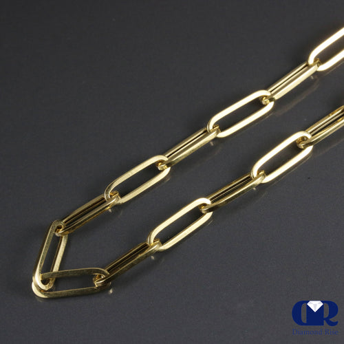 24 Inch 14K Yellow Gold Paper Clip Link Chain Necklace