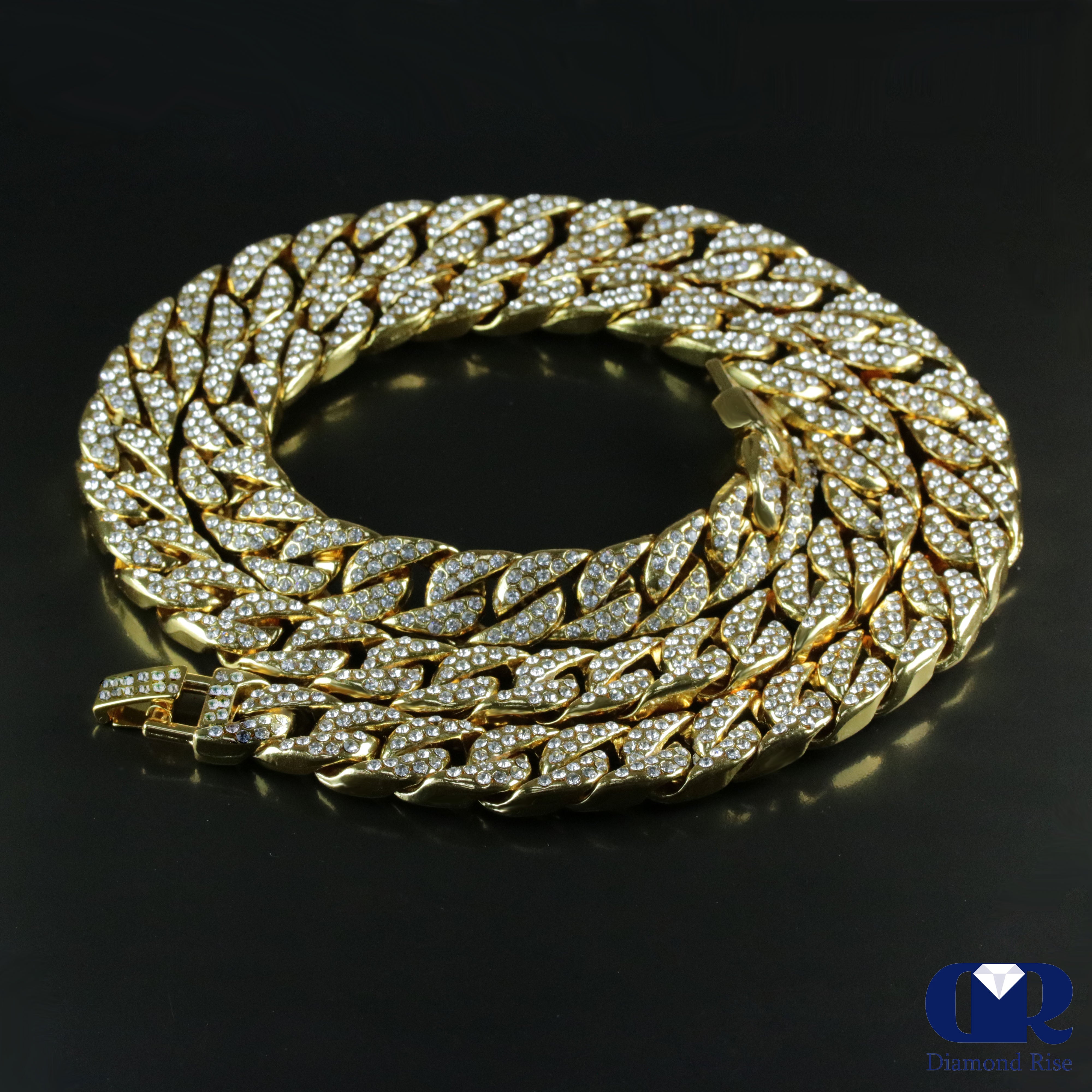 14K Yellow Gold Diamond Miami Cuban Link Chain 20 12mm 21.70 Ct