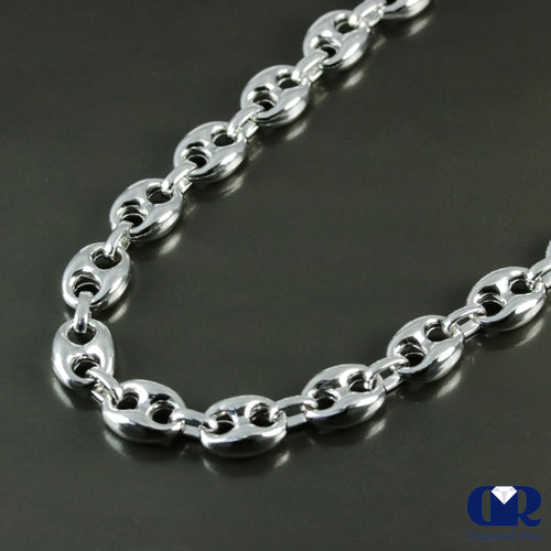 28" Puff Mariner link Chain Necklace Hollow In 14K 9 mm