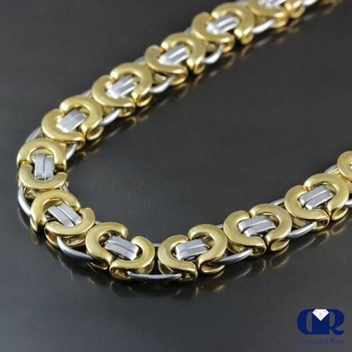 Solid 14K Gold 10.90 mm Byzantine chain necklace In 24"