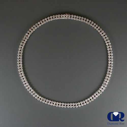 9.12 Ct Diamond Double Row Tennis Necklace In 14K White Gold
