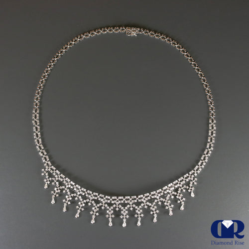 3.85 Ct Round Cut Diamond Necklace In 14K White 17"