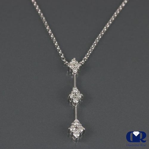 Round Cut Diamond Necklace In 14K White Gold With 16" Chain