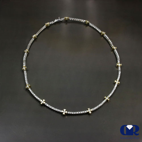 Diamond Necklace In 14K White & Yellow Gold 17"