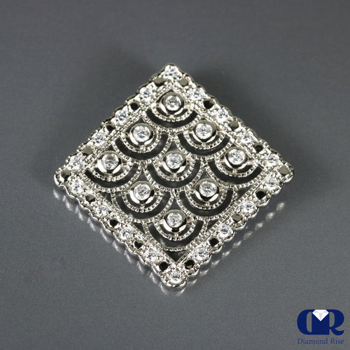 1.10 Ct Round Cut Diamond Diamond Shaped Pendant In 14K Gold