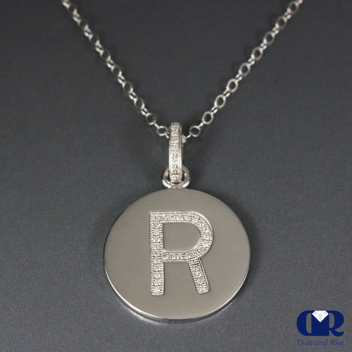 Diamond Letter Pendant Necklace With  Chain