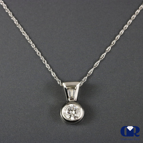 0.48 Carat Round Cut Diamond Pendant Necklace 16" Chain
